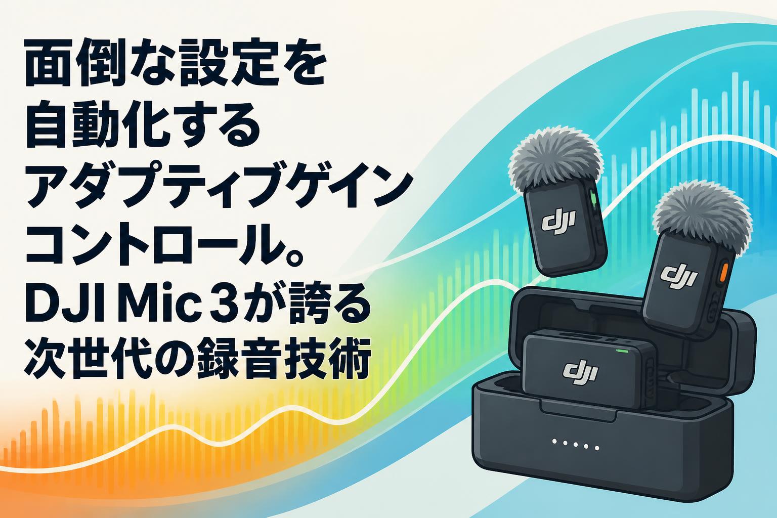 面倒な設定を自動化するアダプティブゲインコントロール。DJI Mic 3が