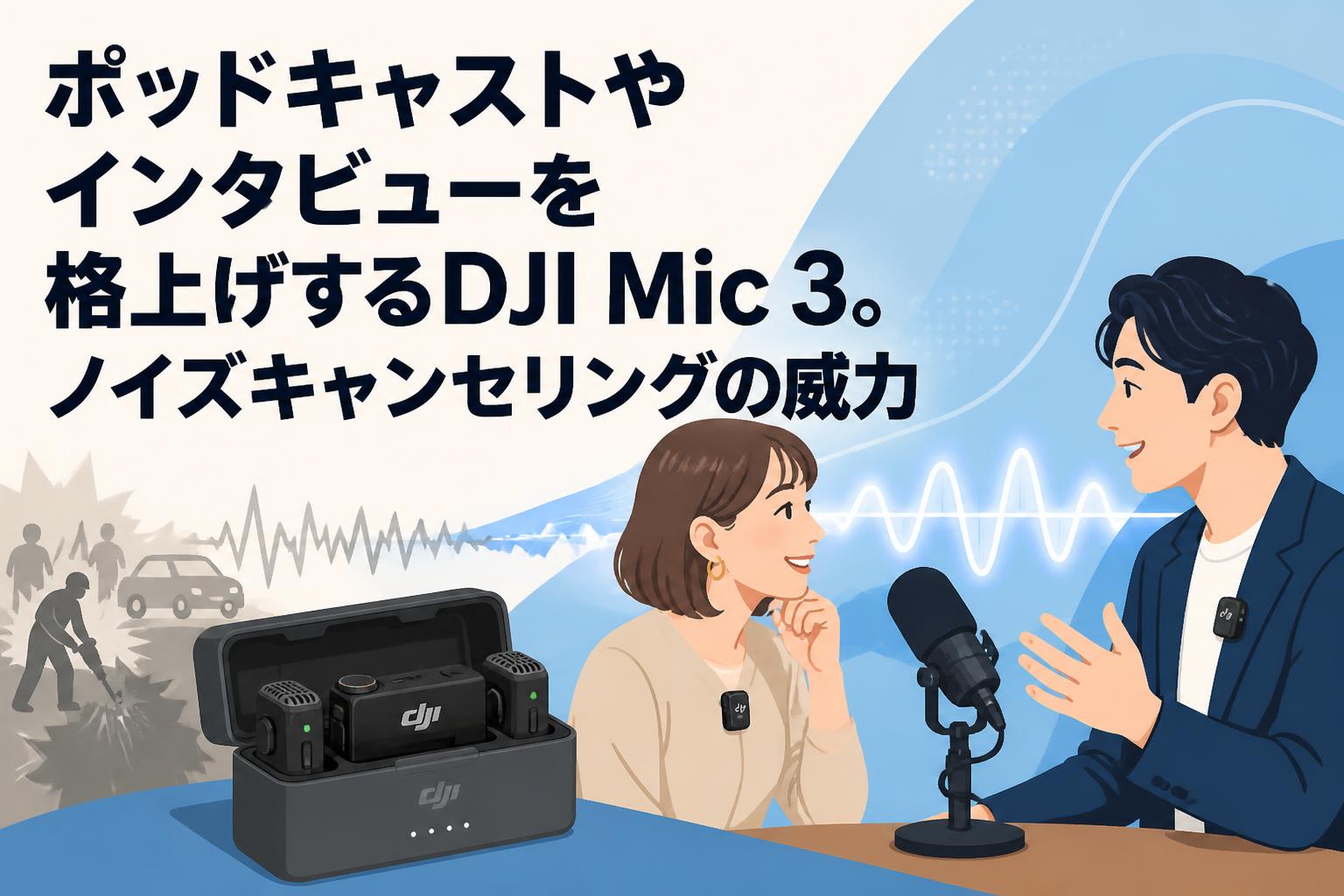 ポッドキャストやインタビューを格上げするDJI Mic 3。ノイズキャンセ