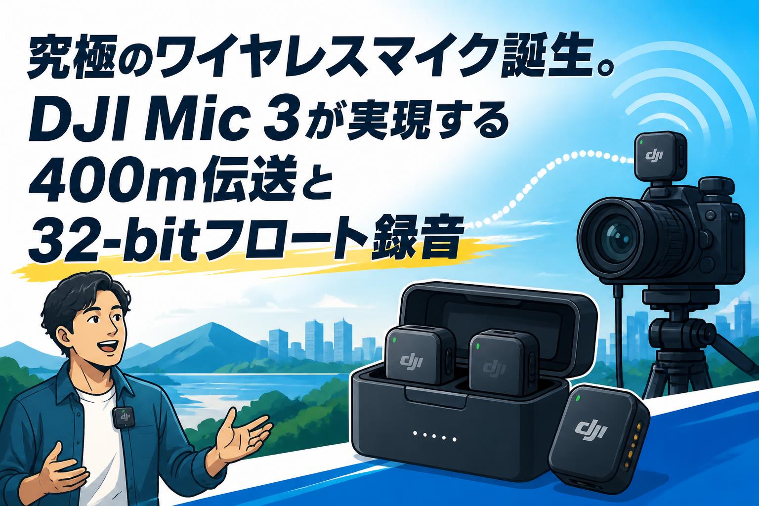 究極のワイヤレスマイク誕生。DJI Mic 3が実現する400m伝送と32-bit