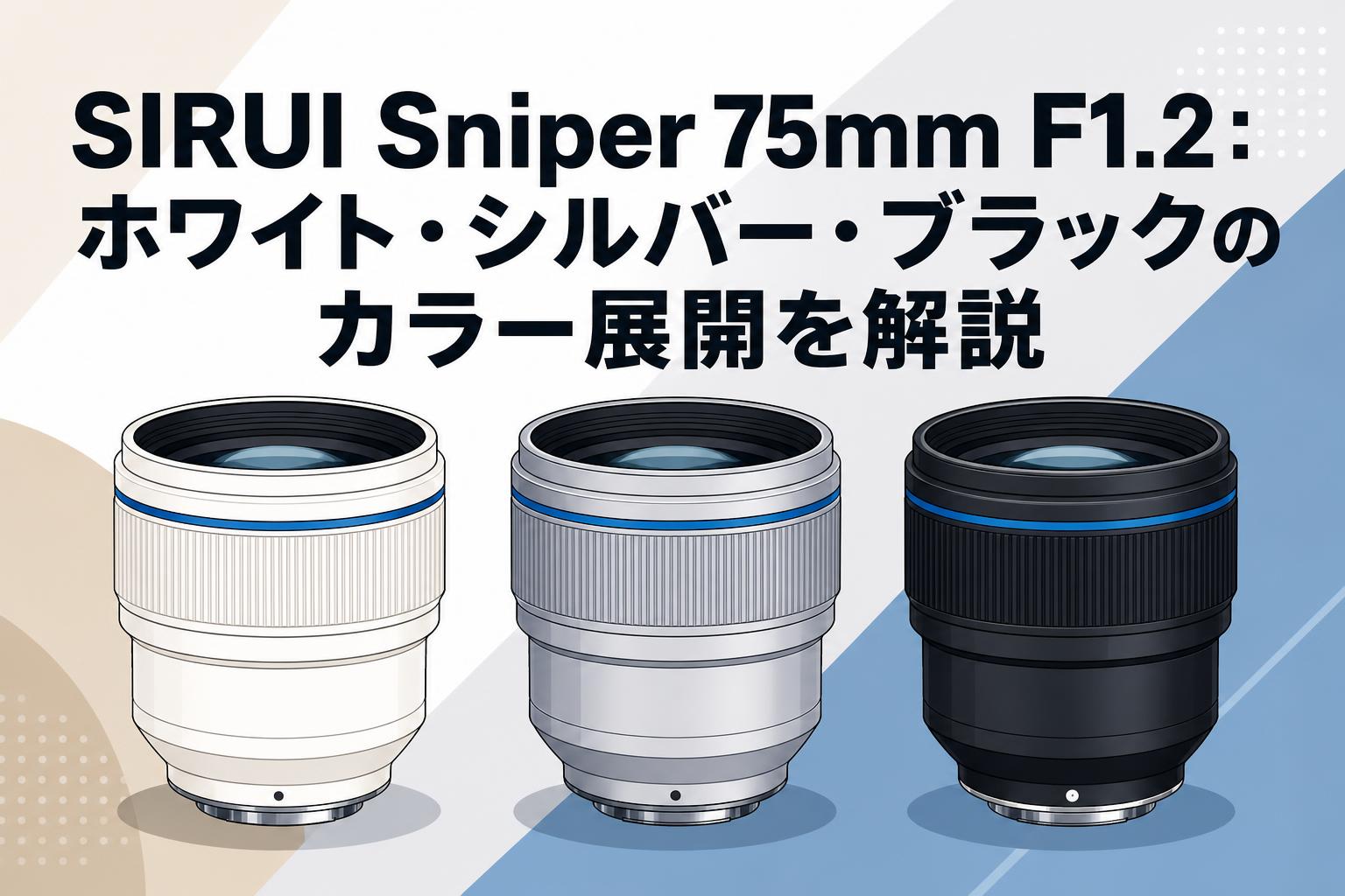 SIRUI Sniper 75mm F1.2：ホワイト・シルバー・ブラックのカラー展開を