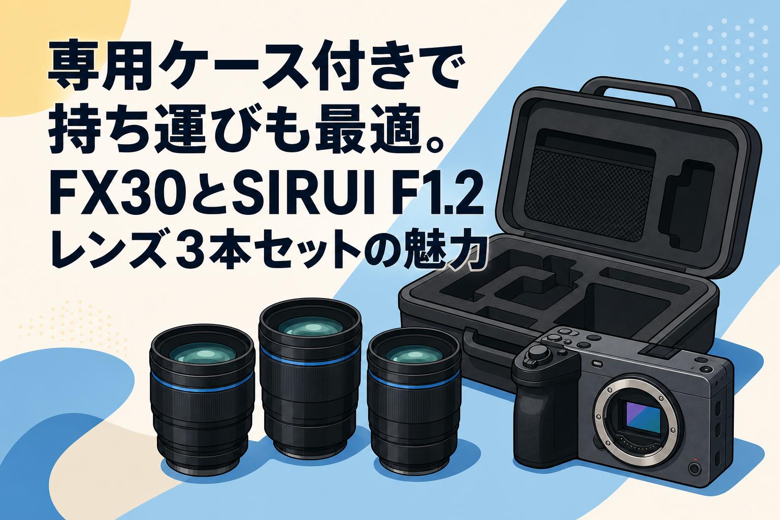 SONY FX30 レンズセット【おまけ付き】 専用ケース付きで持ち運びも最適。FX30とSIRUI F1.2レンズ3本セットの