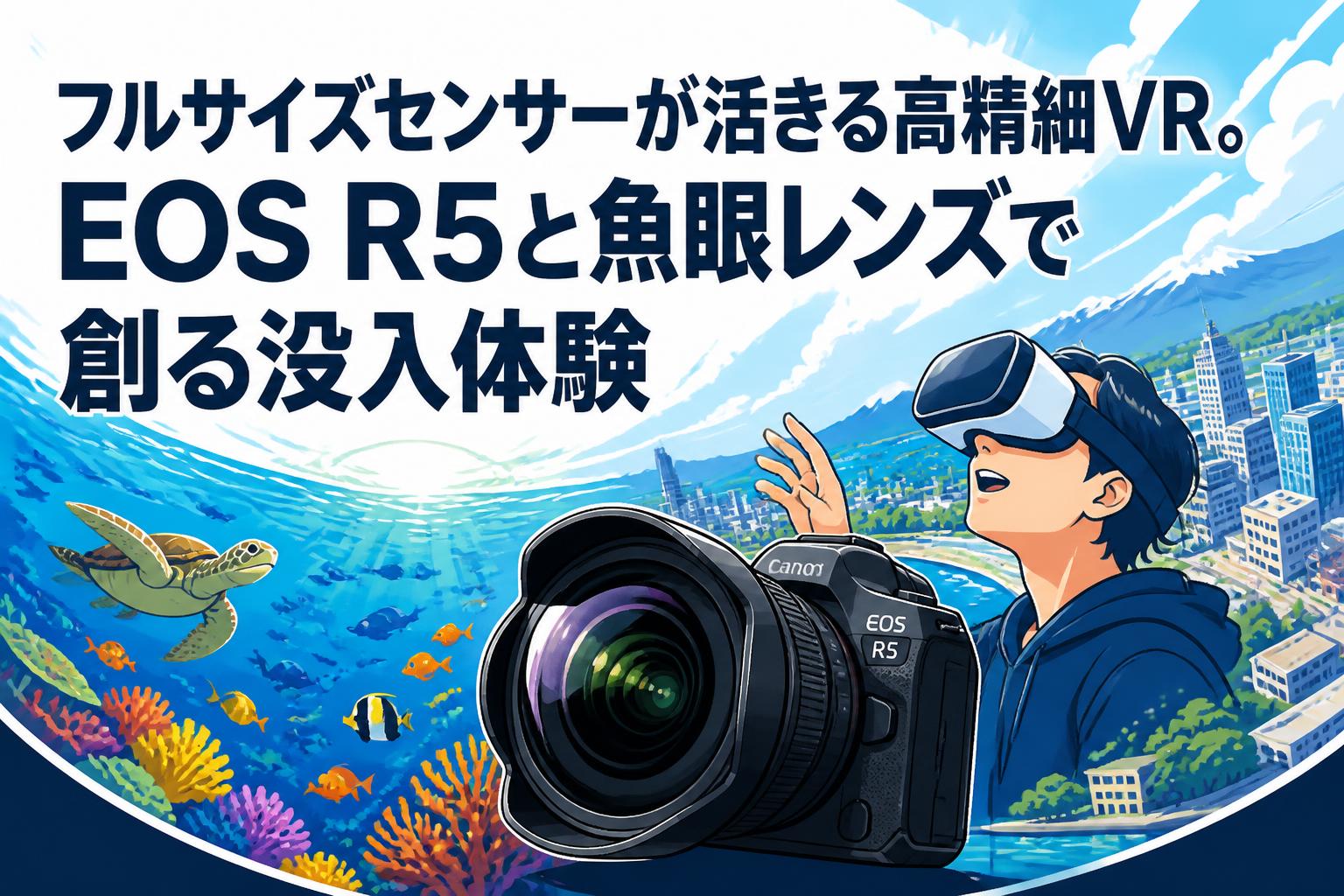EOS R5 ボディ 撮影回数少なめ？ フルサイズセンサーが活きる高精細VR。EOS R5と魚眼レンズで創る没入