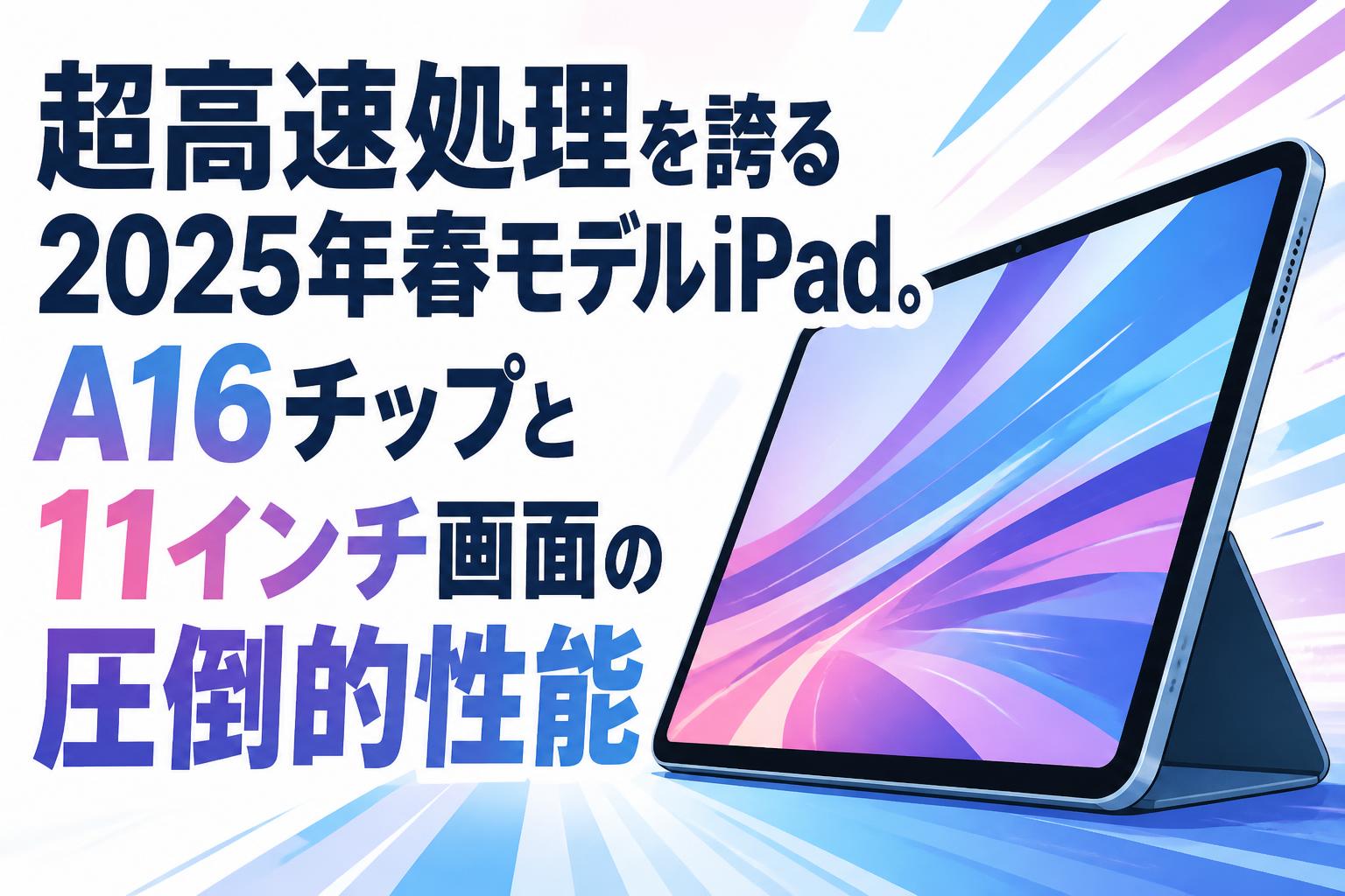 超高速処理を誇る2025年春モデルiPad。A16チップと11インチ画面の圧倒