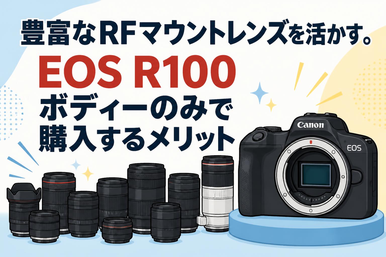 豊富なRFマウントレンズを活かす。EOS R100ボディーのみで購入する