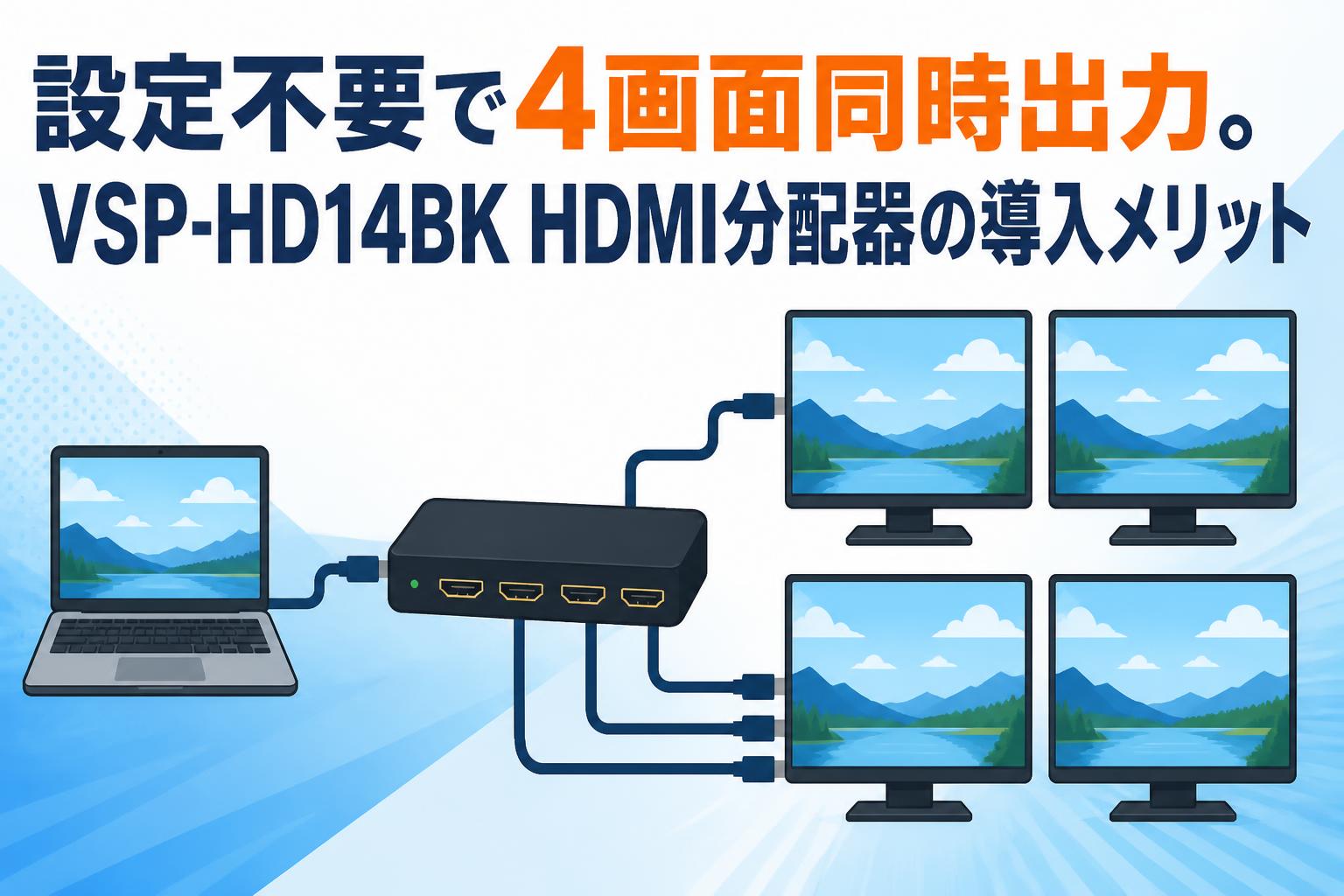 設定不要で4画面同時出力。VSP-HD14BK HDMI分配器の導入メリット