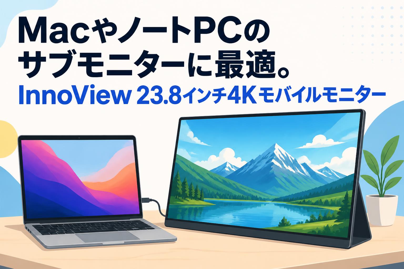 MacやノートPCのサブモニターに最適。InnoView 23.8インチ4Kモバイル