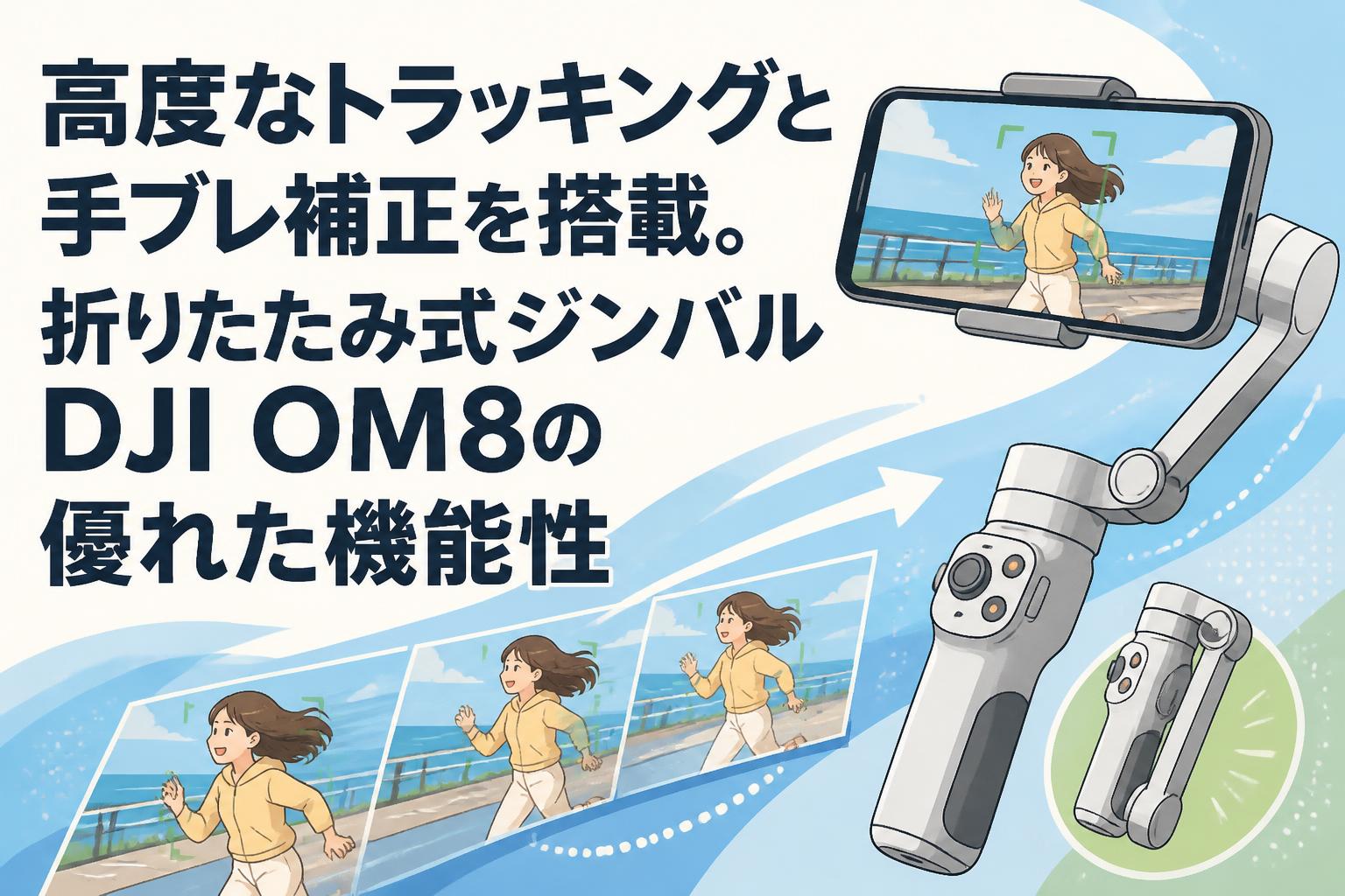 DJI ジンバル 手ブレ補正機能 高度なトラッキングと手ブレ補正を搭載。折りたたみ式ジンバルDJI OM8