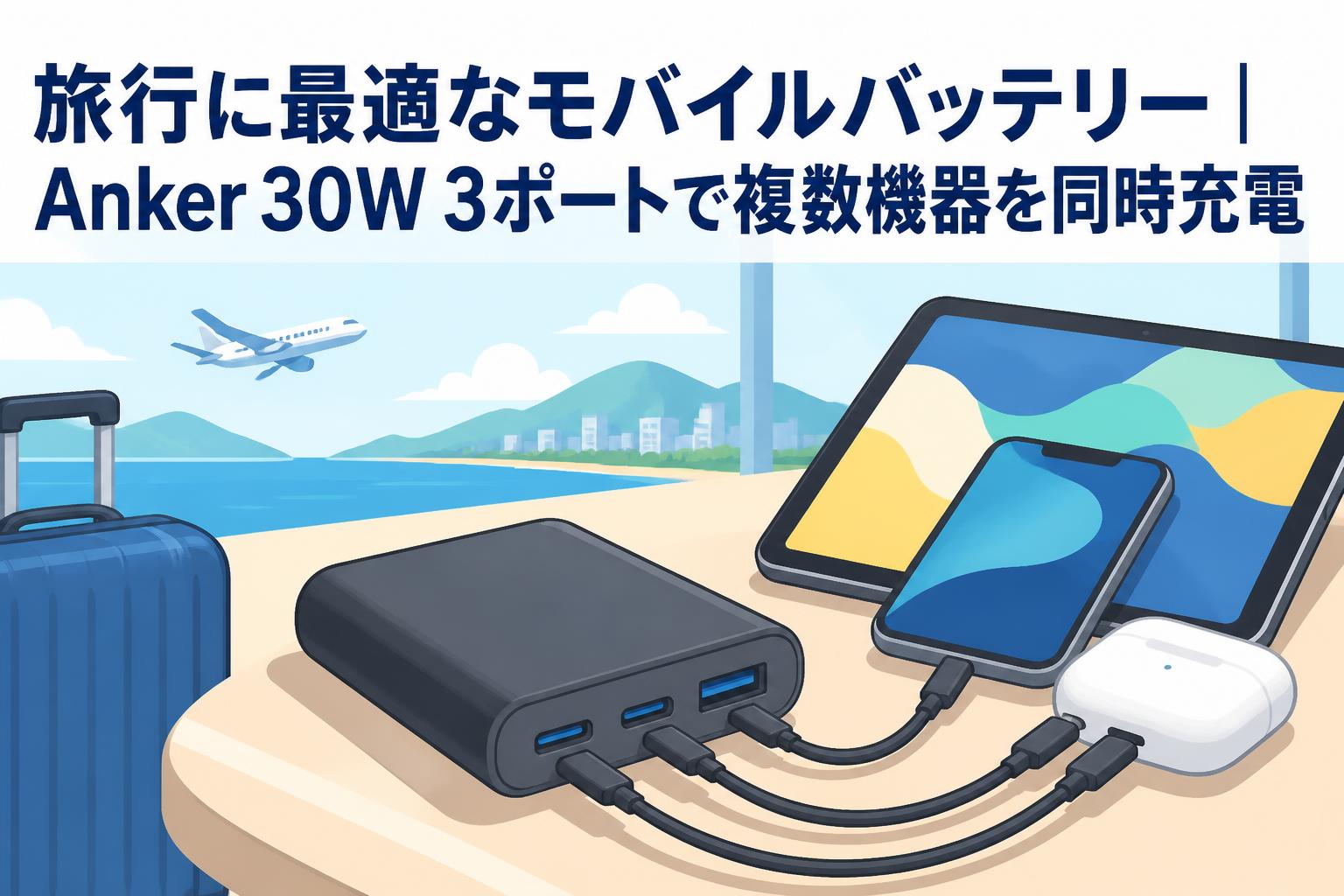 アンカーAnker533Power Bank (30W) モバイルバッテリー3個 旅行に最適なモバイルバッテリー｜Anker 30W 3ポートで複数機器を同時