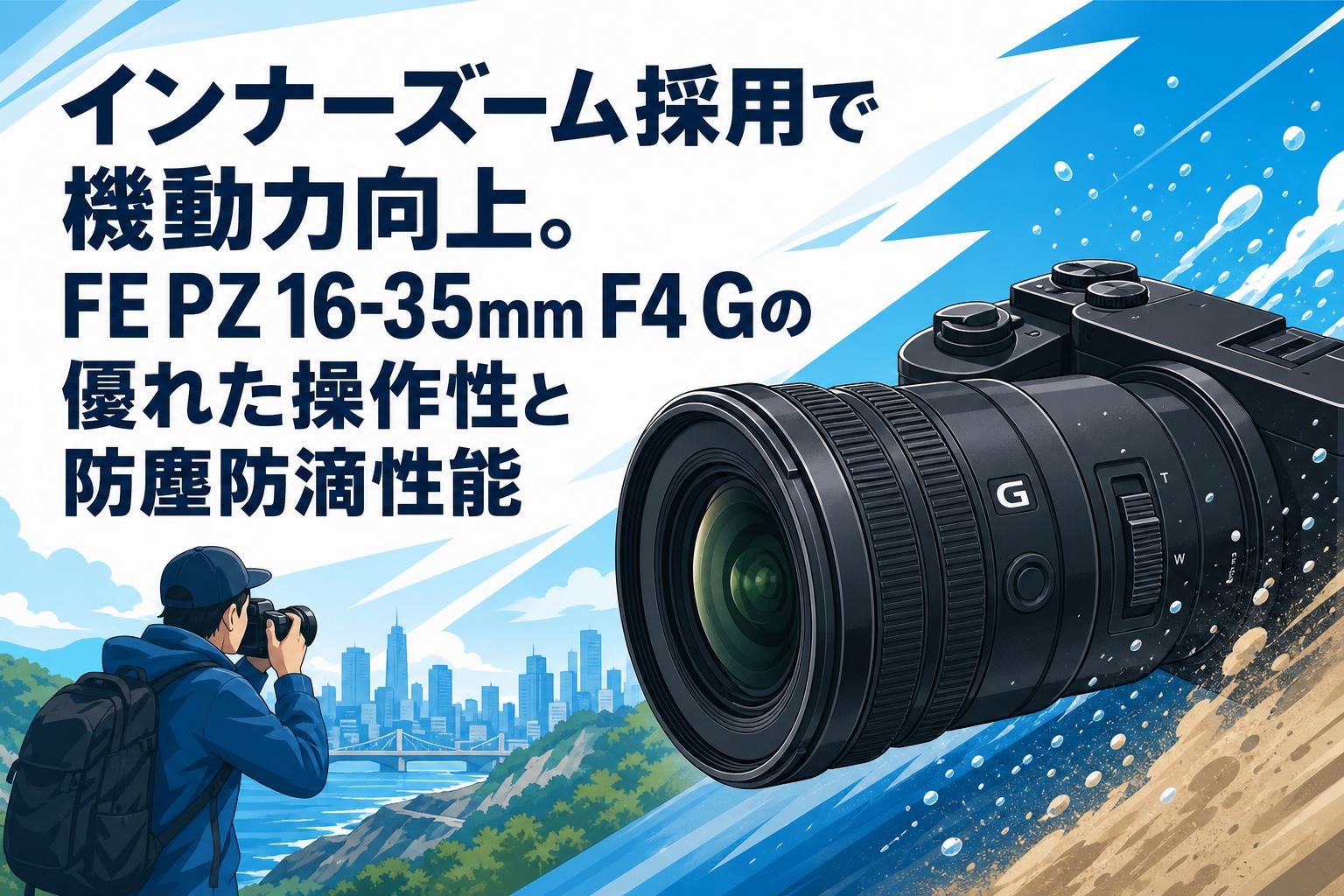 インナーズーム採用で機動力向上。FE PZ 16-35mm F4 Gの優れた操作性と