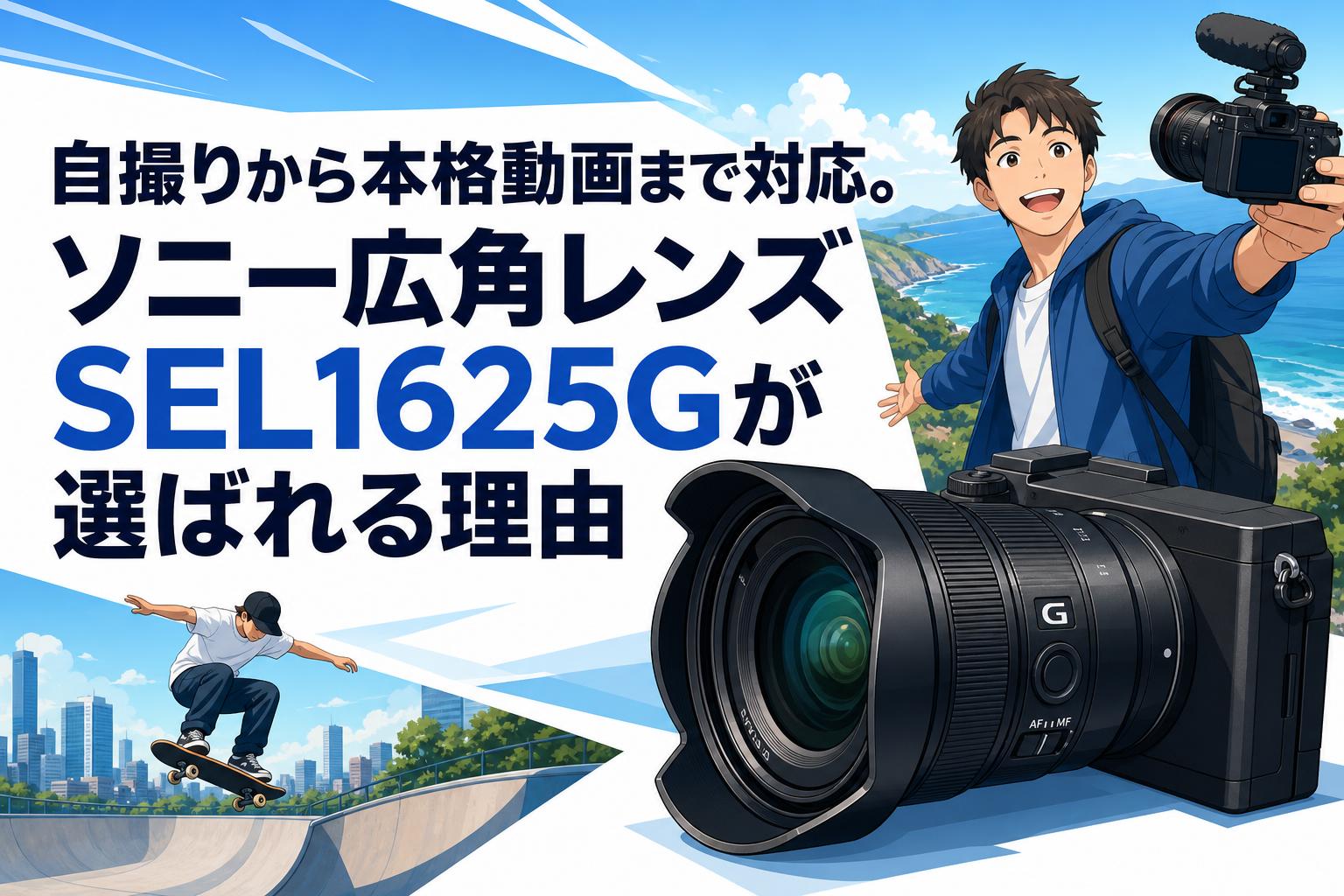 自撮りから本格動画まで対応。ソニー広角レンズ SEL1625Gが選ばれる