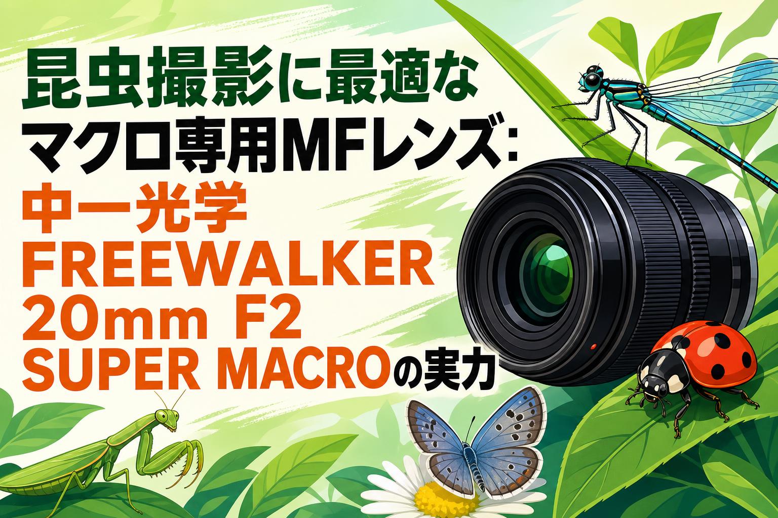 専用出品FTN 一眼レフカメラ マクロレンズ付き 昆虫撮影に最適なマクロ専用MFレンズ：中一光学 FREEWALKER 20mm F2