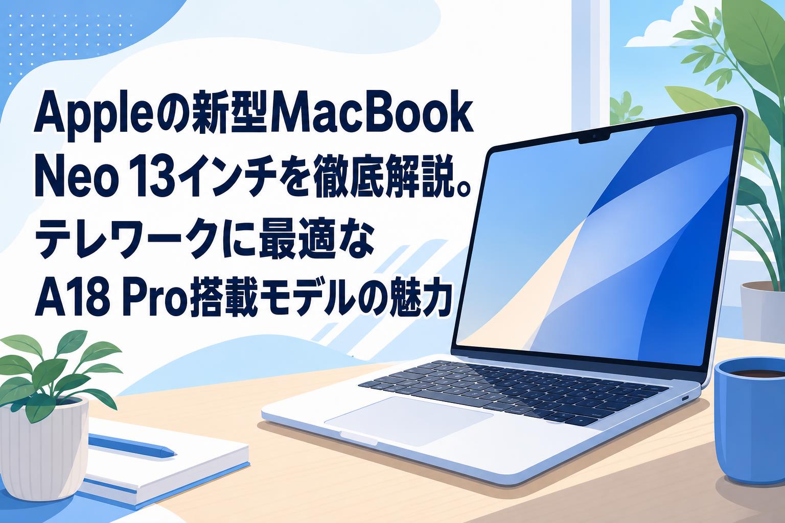 Appleの新型MacBook Neo 13インチを徹底解説。テレワークに最適なA18