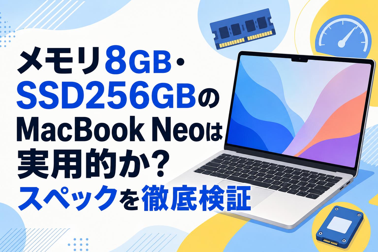 e*n様 メモリ8GB SSD256GB 動作確認済 Macbook Air 1 メモリ8GB・SSD256GBのMacBook Neoは実用的か？スペックを徹底検証
