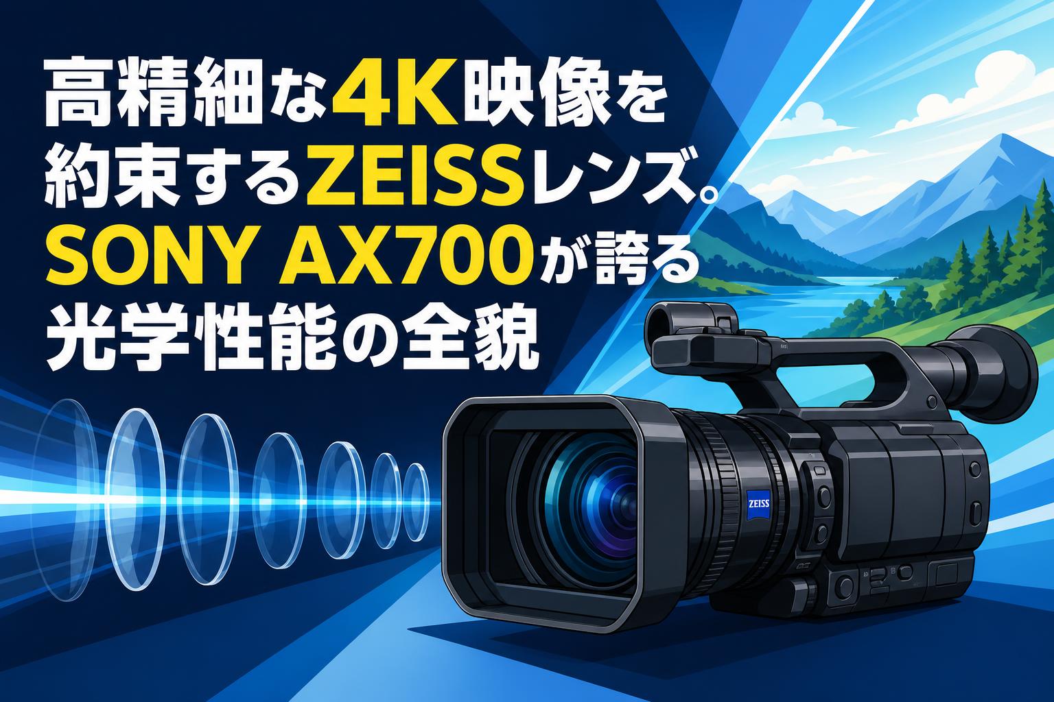 SONY 4K ビデオカメラ ZEISSレンズ 高精細な4K映像を約束するZEISSレンズ。SONY AX700が誇る光学性能の