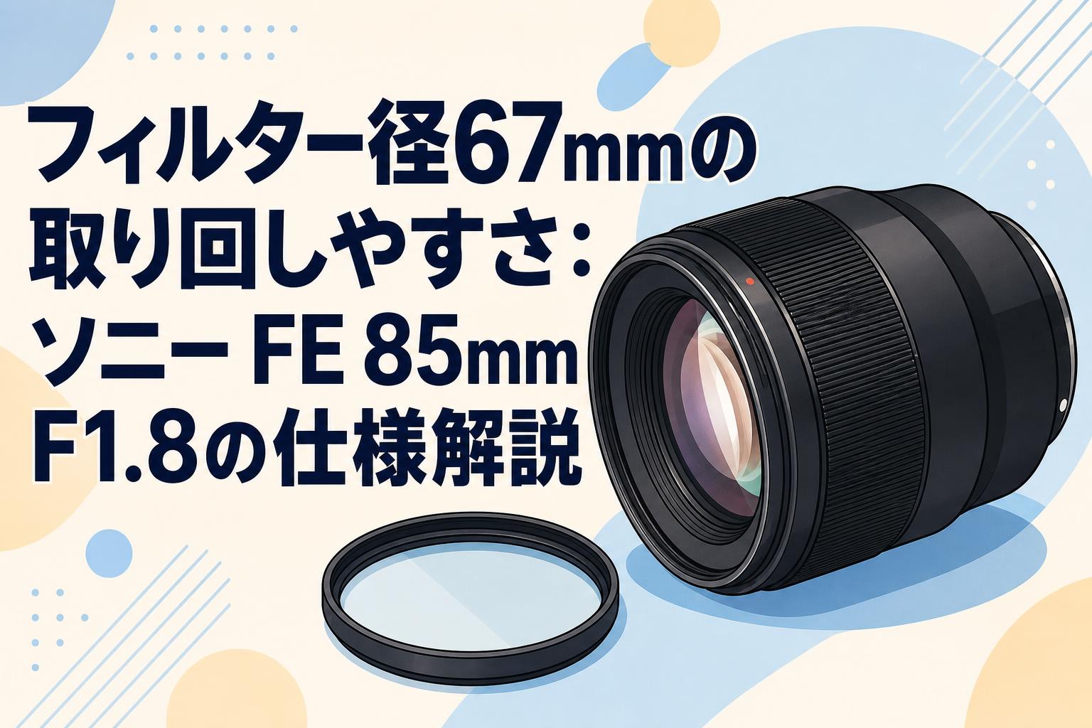 SONY FE 85mm F1.8 美品 Eマウント レンズフィルター付き フィルター径67mmの取り回しやすさ：ソニー FE 85mm F1.8の仕様解説