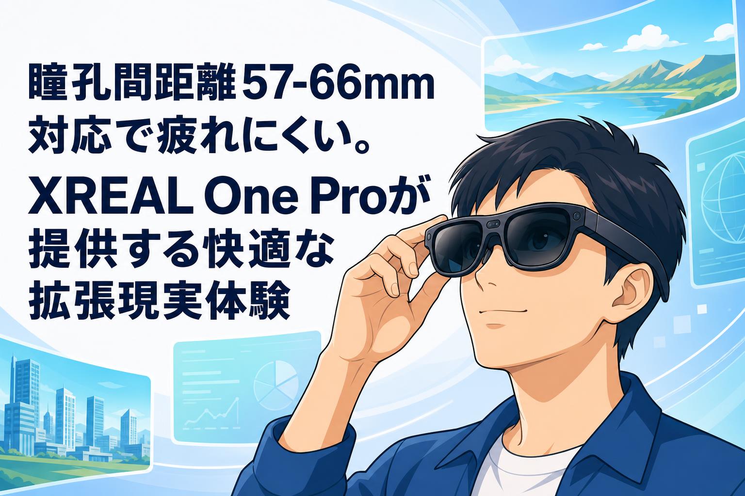 瞳孔間距離57-66mm対応で疲れにくい。XREAL One Proが提供する快適な