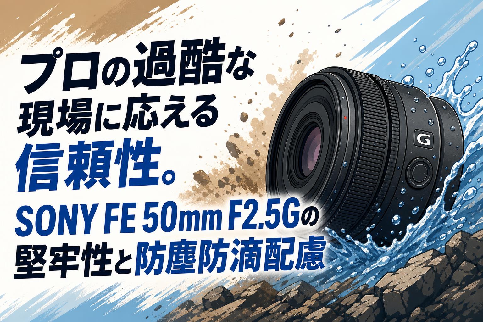 プロの過酷な現場に応える信頼性。SONY FE 50mm F2.5Gの堅牢性と防塵防