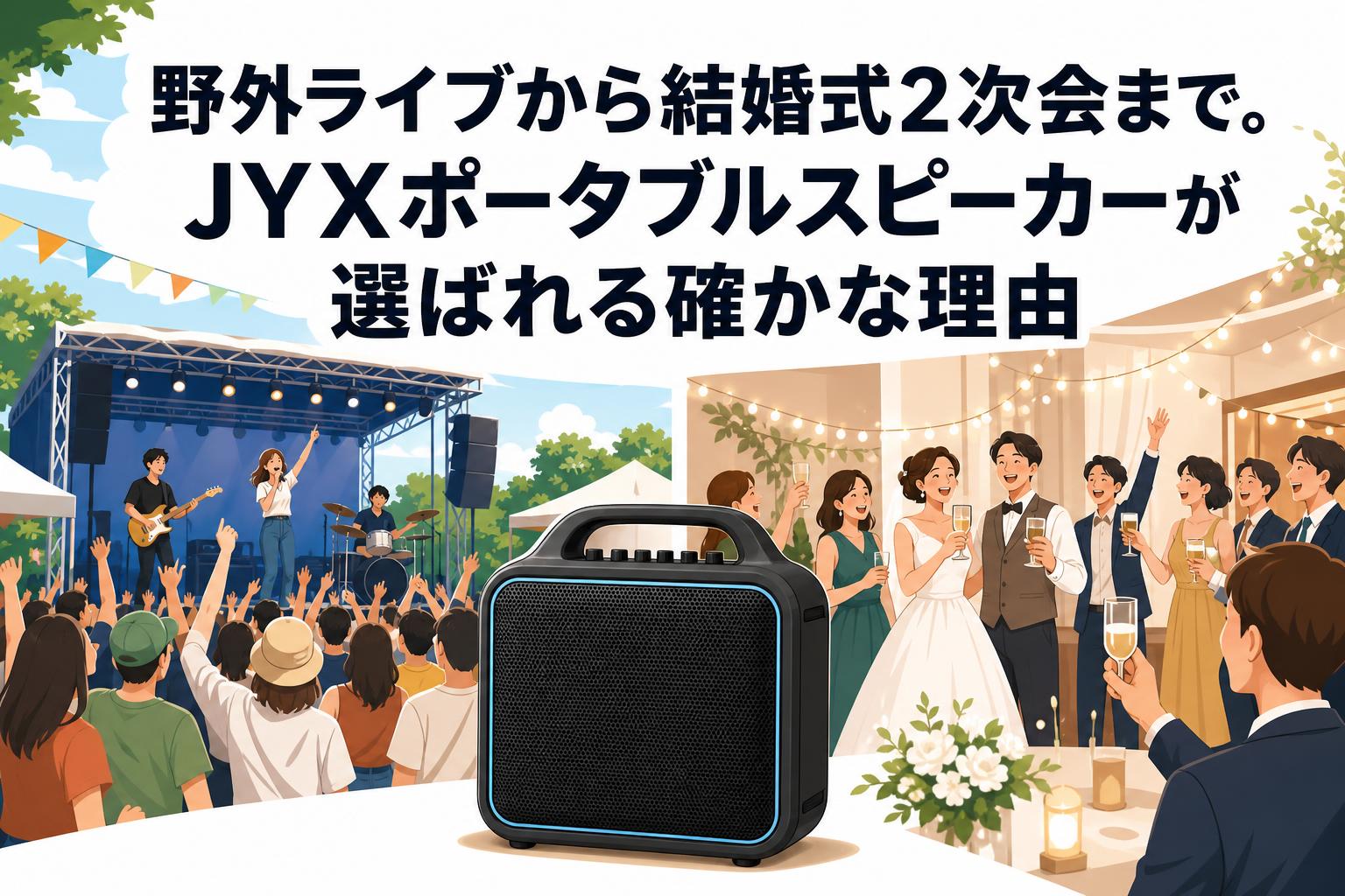 野外ライブから結婚式2次会まで。JYXポータブルスピーカーが選ばれる