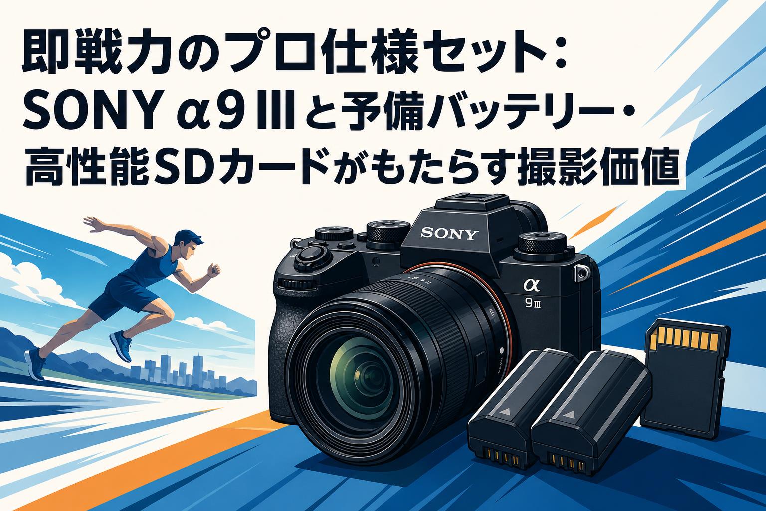 『限定価格』 SONY αシリーズ ミラーレス　新品バッテリー　SDカード付き 即戦力のプロ仕様セット：SONY α9 IIIと予備バッテリー・高性能SD