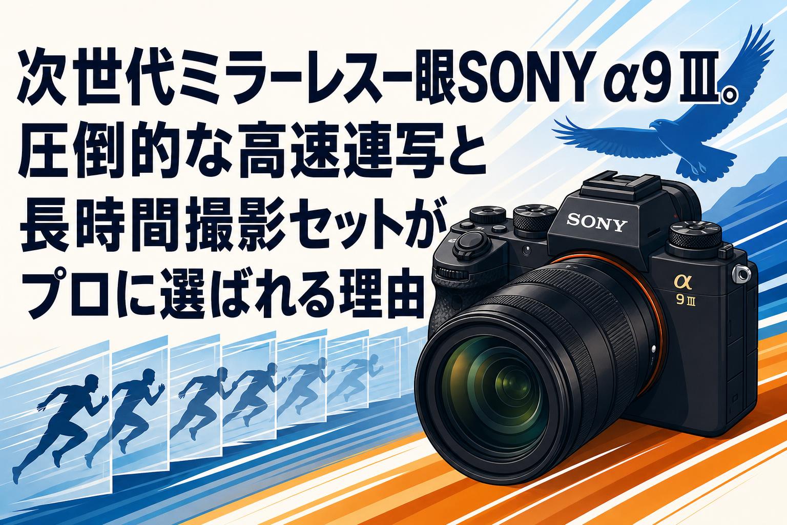 次世代ミラーレス一眼SONY α9 Ⅲ。圧倒的な高速連写と長時間撮影セット