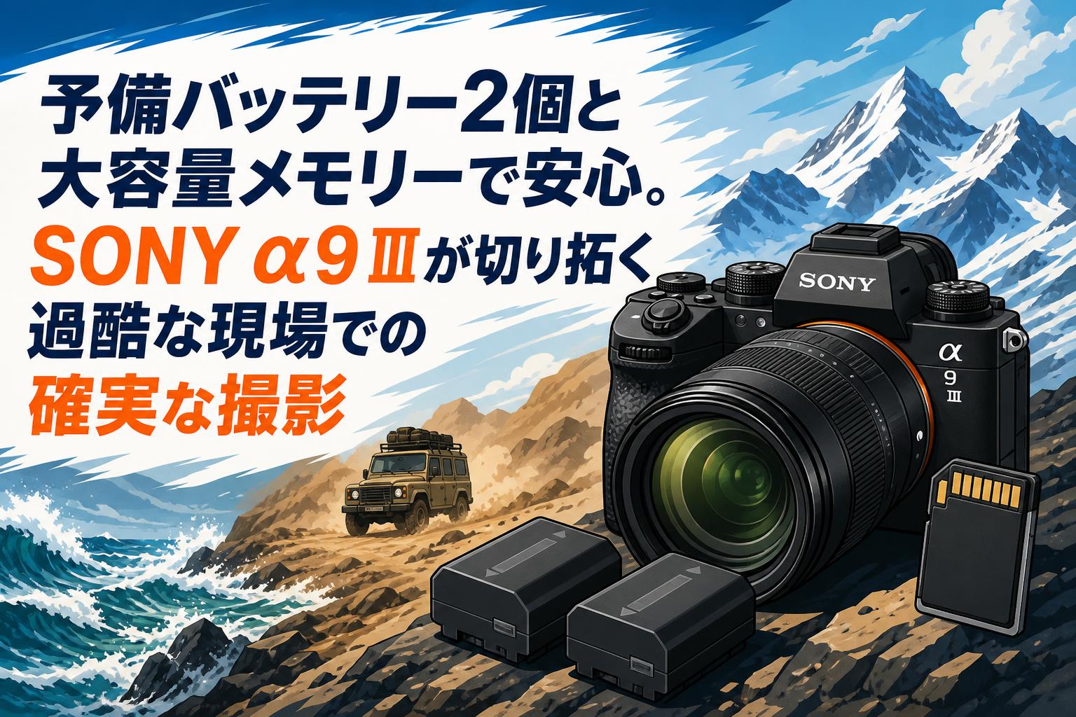 予備バッテリー2個と大容量メモリーで安心。SONY α9 Ⅲが切り拓く過酷