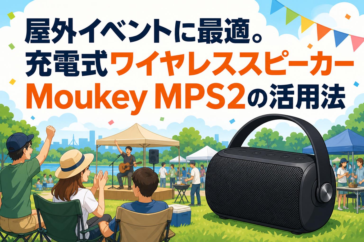 屋外イベントに最適。充電式ワイヤレススピーカーMoukey MPS2の活用法
