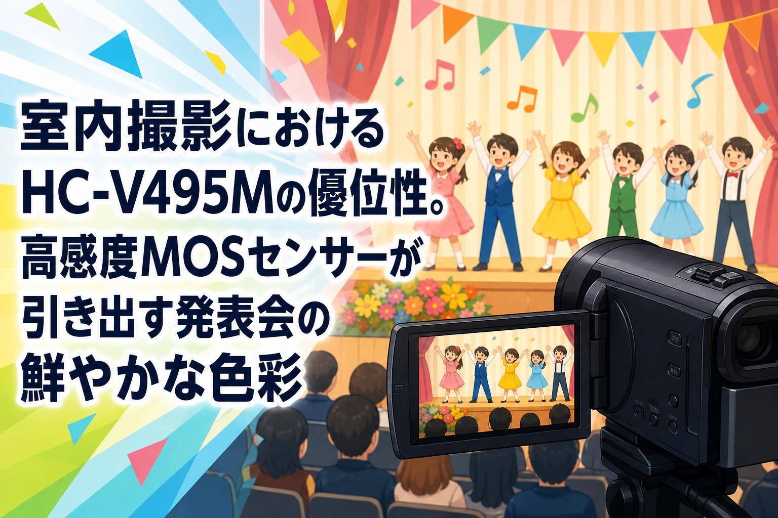 室内撮影におけるHC-V495Mの優位性。高感度MOSセンサーが引き出す発表