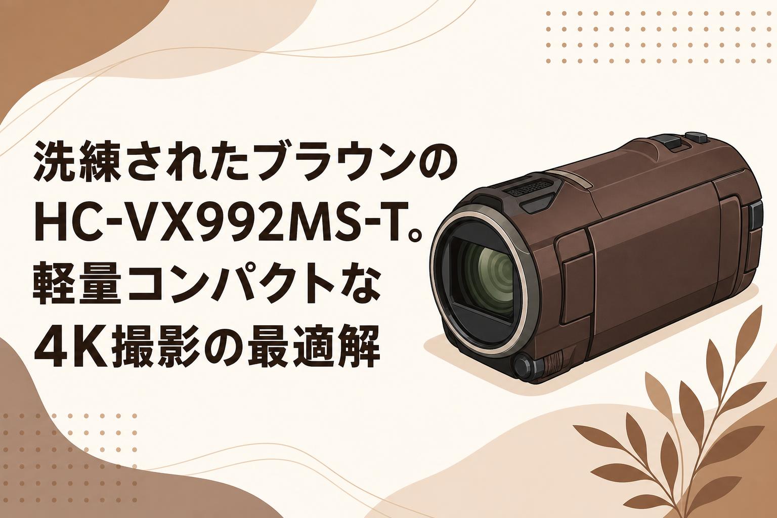HC-VX992MS　4Kビデオ おまけ付き 洗練されたブラウンのHC-VX992MS-T。軽量コンパクトな4K撮影の最適解
