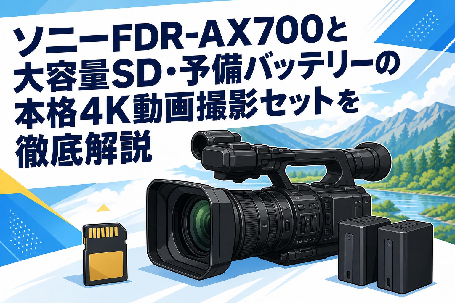 sony FDR-AX700 純正バッテリー3個　ワイドコンバーター付 ソニーFDR-AX700と大容量SD・予備バッテリーの本格4K動画撮影セットを