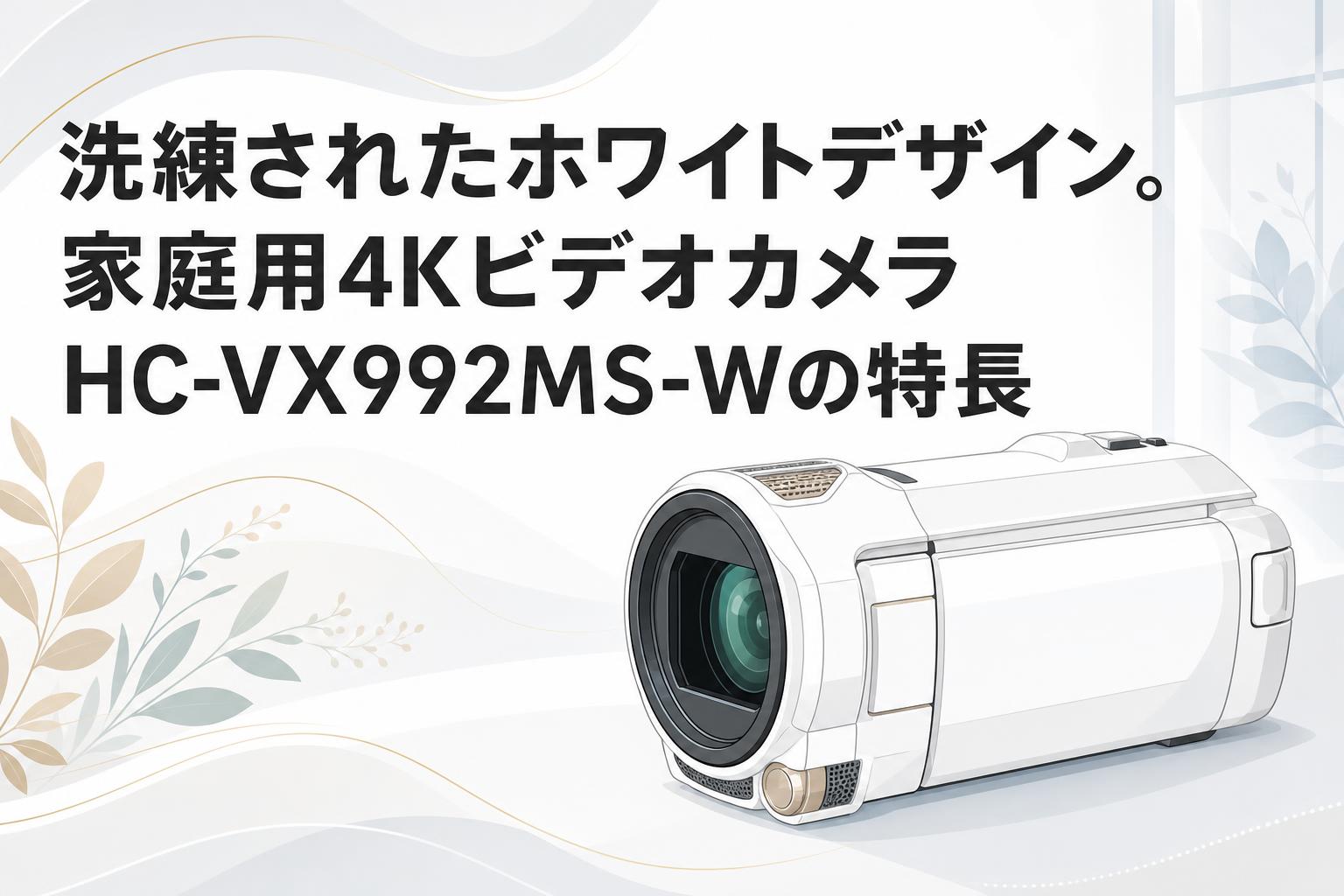 洗練されたホワイトデザイン。家庭用4KビデオカメラHC-VX992MS-Wの特長