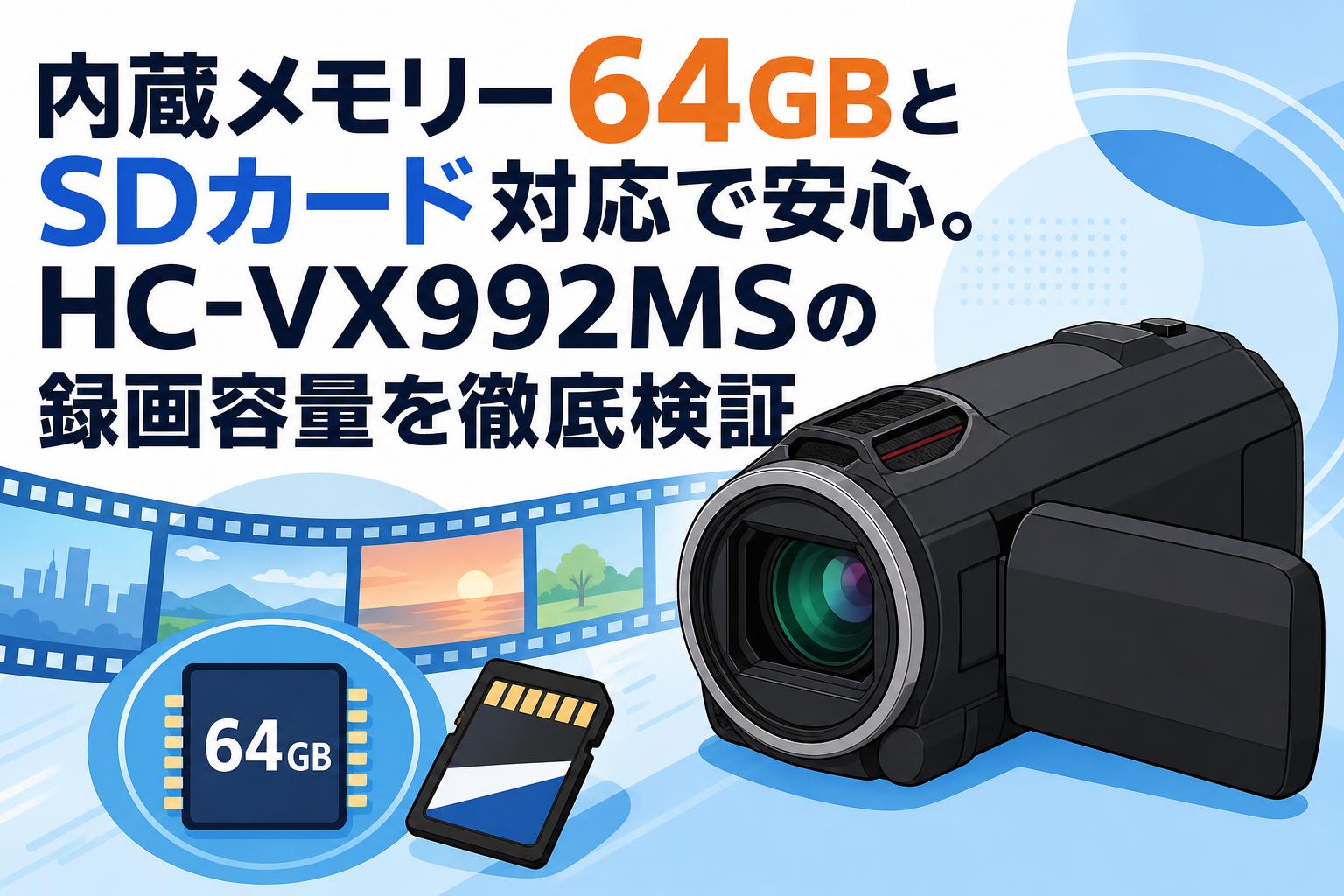 内蔵メモリー64GBとSDカード対応で安心。HC-VX992MSの録画容量を徹底