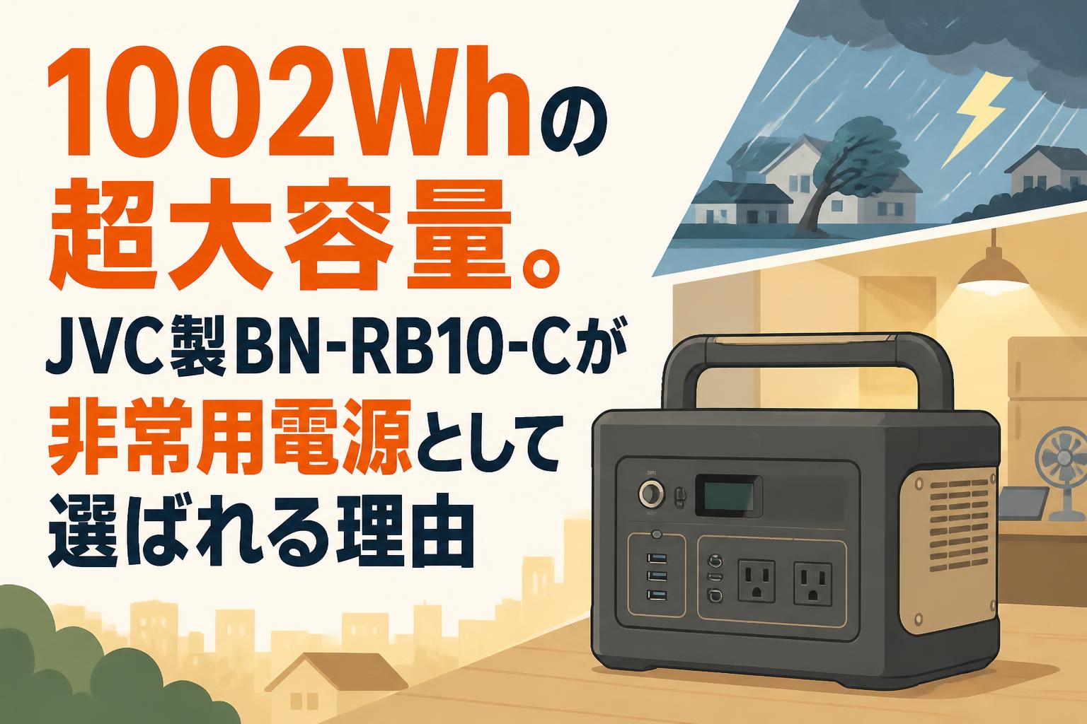 値下　JVC ポータブル電源 BN-RB10-C 大容量1002Wh 1002Whの超大容量。JVC製BN-RB10-Cが非常用電源として選ばれる理由