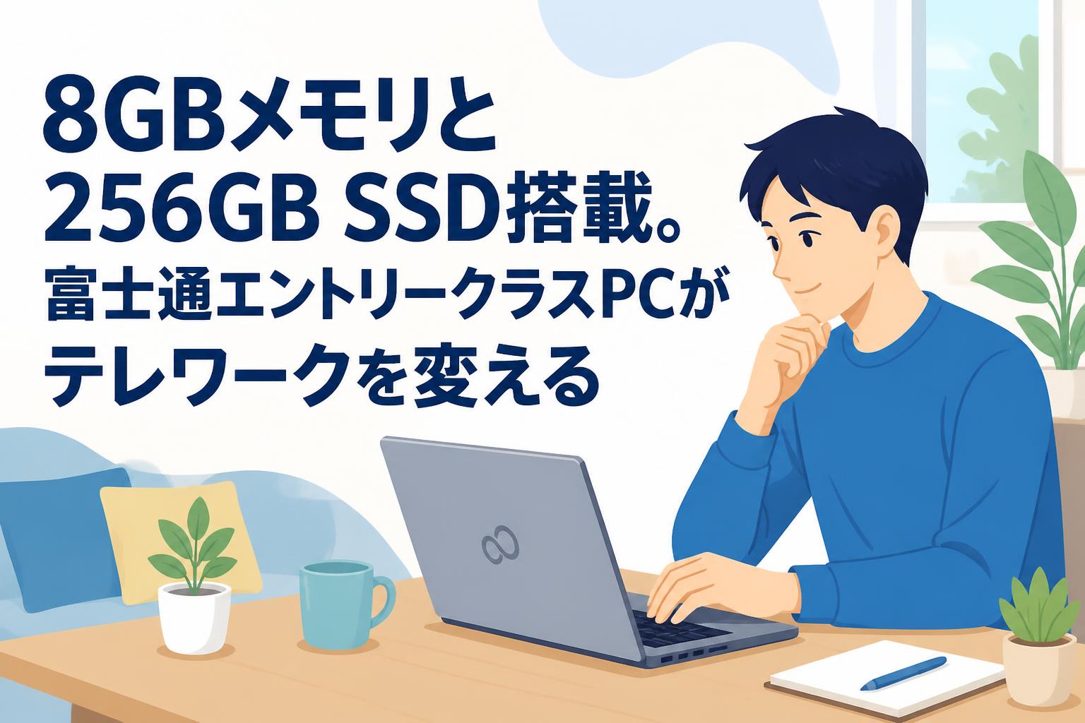 8GBメモリと256GB SSD搭載。富士通エントリークラスPCがテレワークを