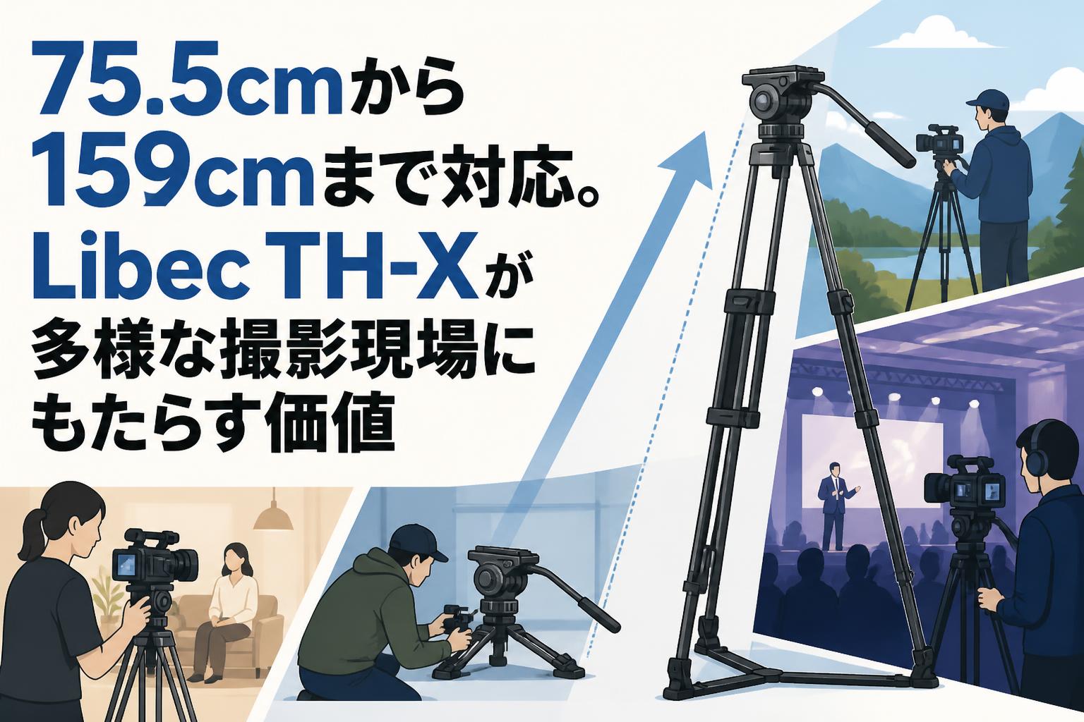 写真参考用 75.5cmから159cmまで対応。Libec TH-Xが多様な撮影現場にもたらす価値