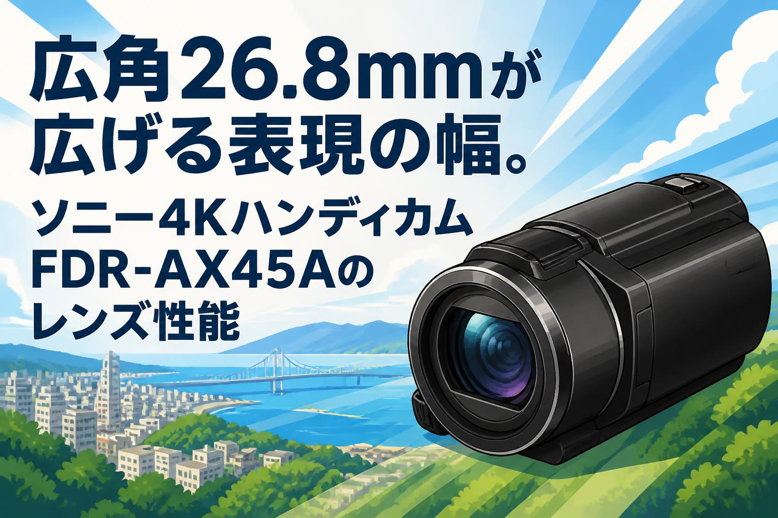 新品未使用【2026年5月購入】SONY 4Kハンディカム FDR-AX45A 広角26.8mmが広げる表現の幅。ソニー4KハンディカムFDR-AX45Aのレンズ