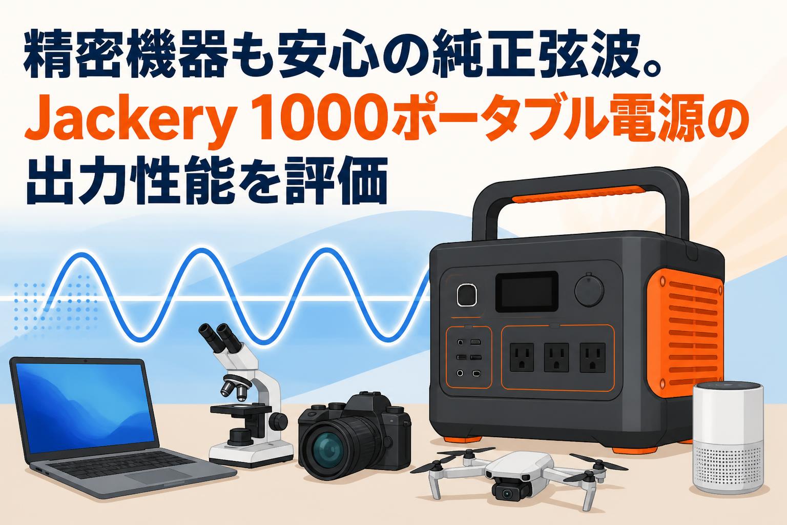 精密機器も安心の純正弦波。Jackery 1000ポータブル電源の出力性能を