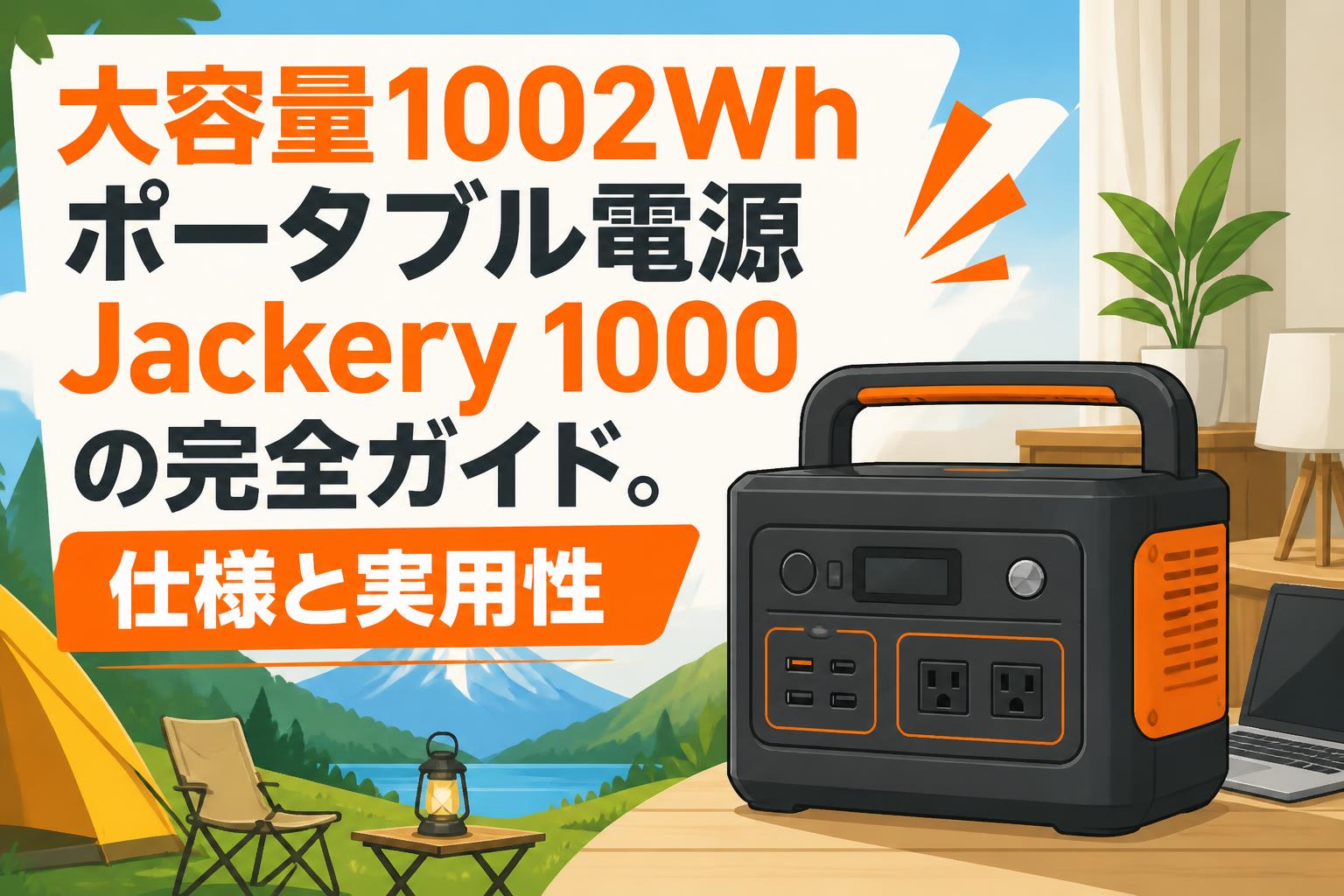 大容量1002Whポータブル電源Jackery 1000の完全ガイド。仕様と実用性