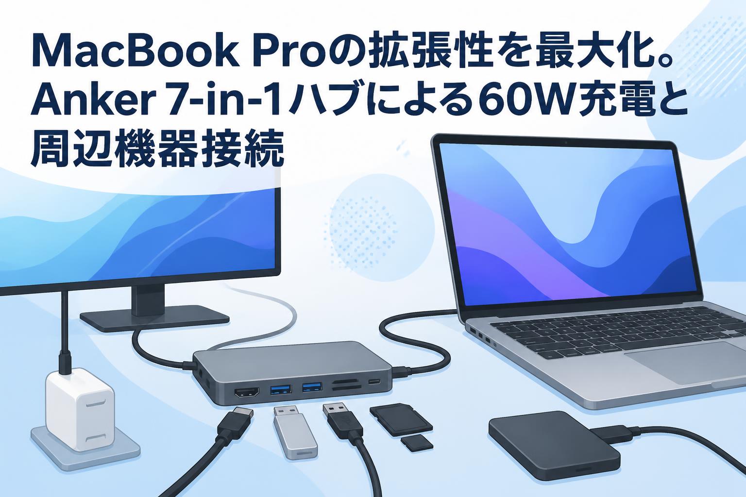 MacBook Proの拡張性を最大化。Anker 7-in-1ハブによる60W充電と周辺