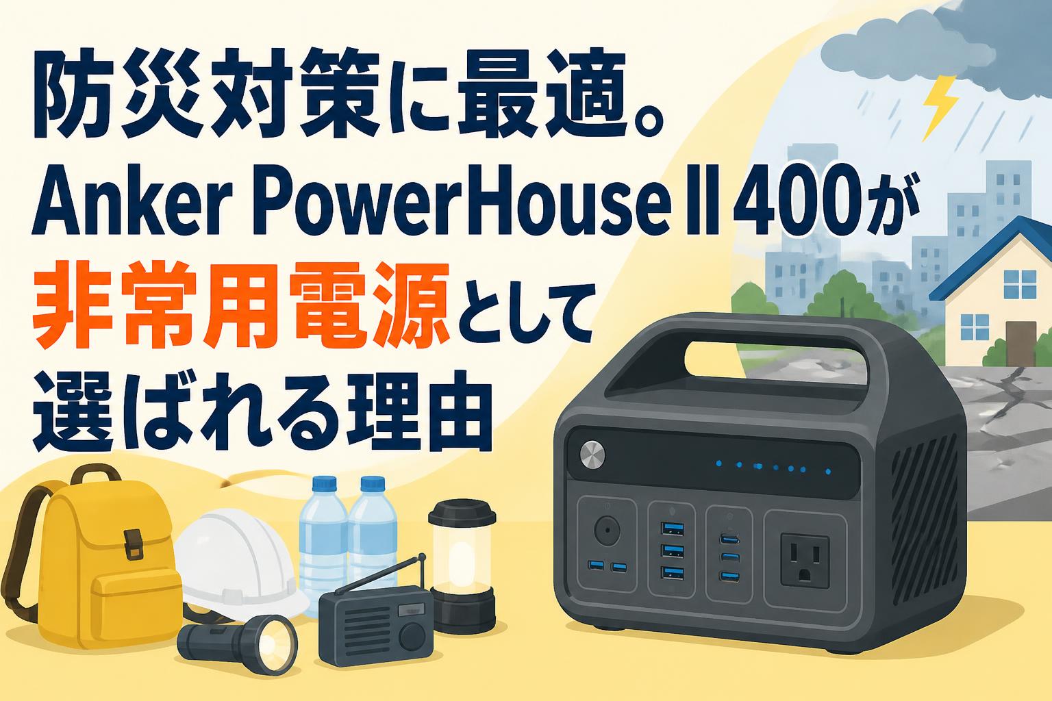 防災対策に最適。Anker PowerHouse II 400が非常用電源として選ばれる