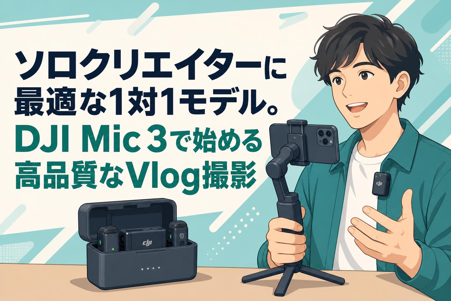 ソロクリエイターに最適な1対1モデル。DJI Mic 3で始める高品質なVlog