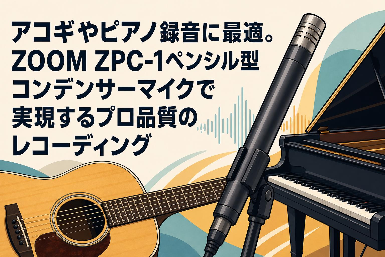 アコギやピアノ録音に最適。ZOOM ZPC-1ペンシル型コンデンサーマイクで