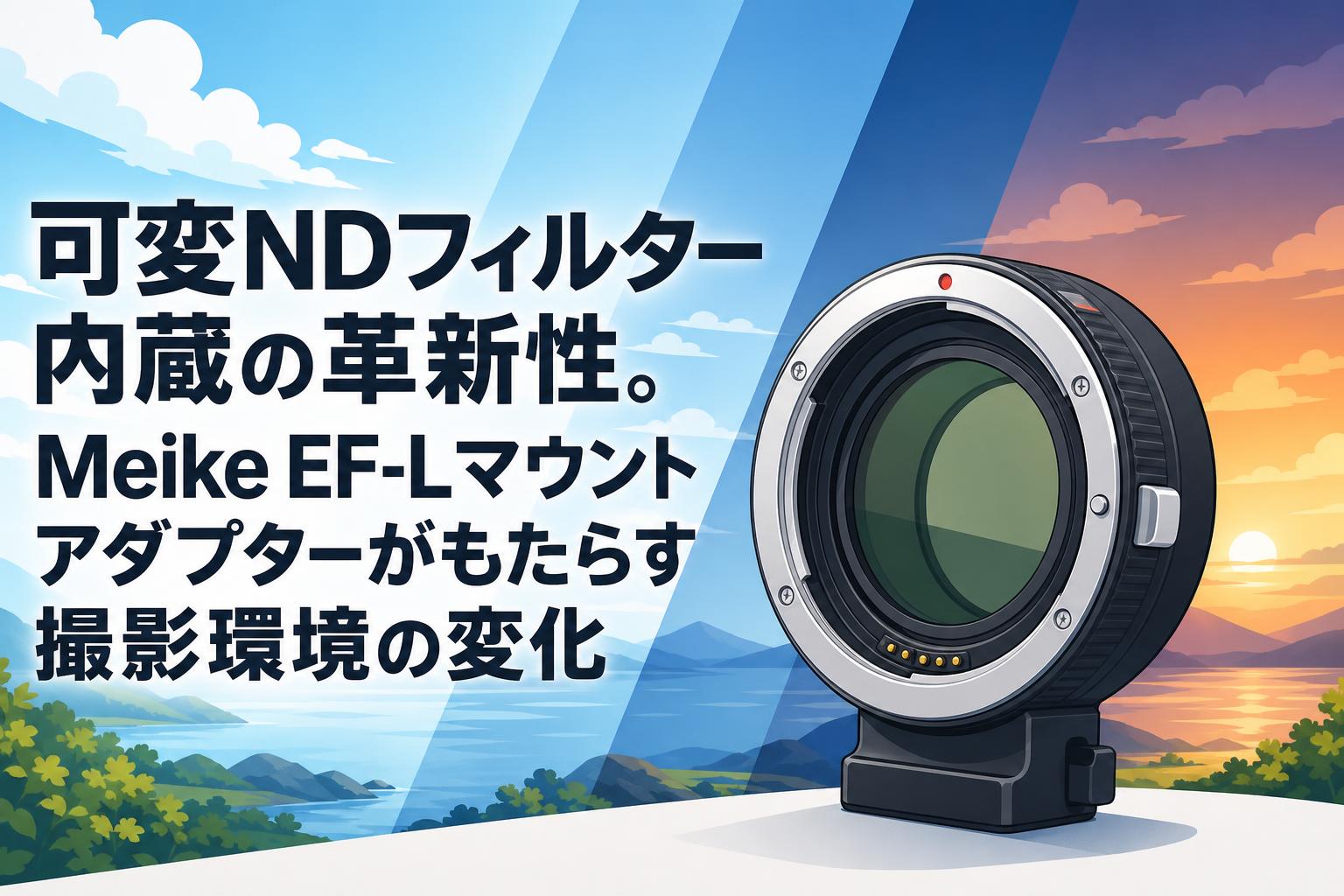 可変NDフィルター内蔵の革新性。Meike EF-Lマウントアダプターが
