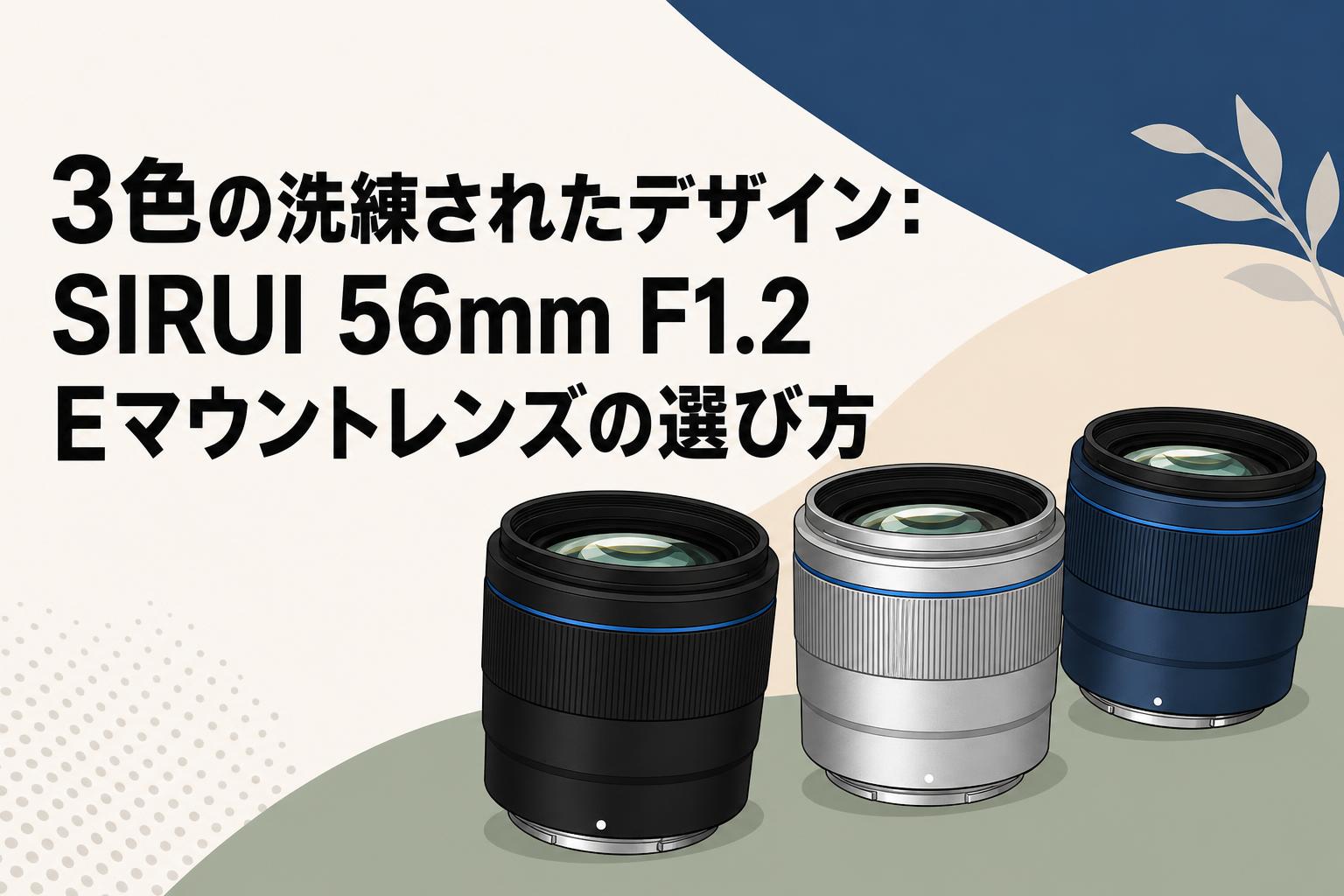 Ryuki Fikry　SIRUI 56mm F1.2 eマウント 3色の洗練されたデザイン：SIRUI 56mm F1.2 Eマウントレンズの選び方