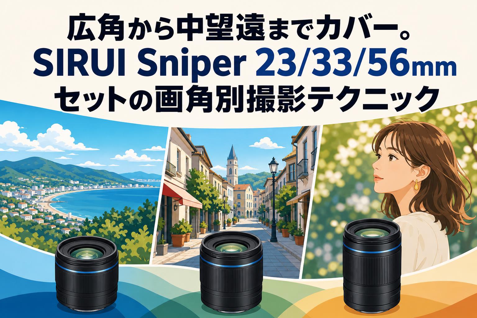 広角から中望遠までカバー。SIRUI Sniper 23/33/56mmセットの画角別 