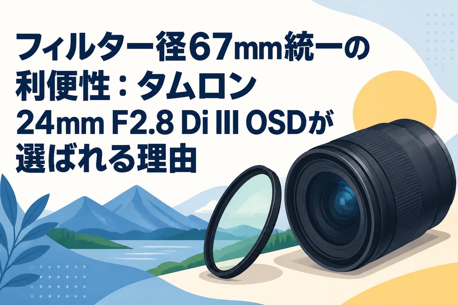 単焦点 tamron 24mm ※67mm保護フィルターつき フィルター径67mm統一の利便性：タムロン 24mm F2.8 Di III OSDが選ば