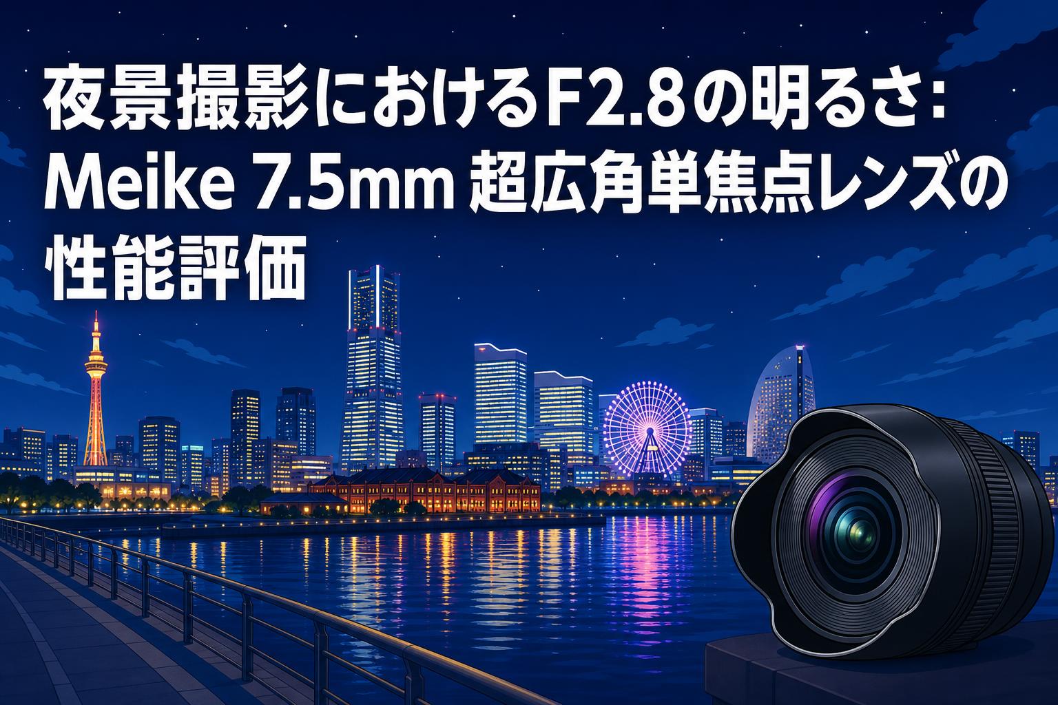 日*0様 宇047 カメラ 2点 まとめ売り 夜景撮影におけるF2.8の明るさ：Meike 7.5mm 超広角単焦点レンズの性能