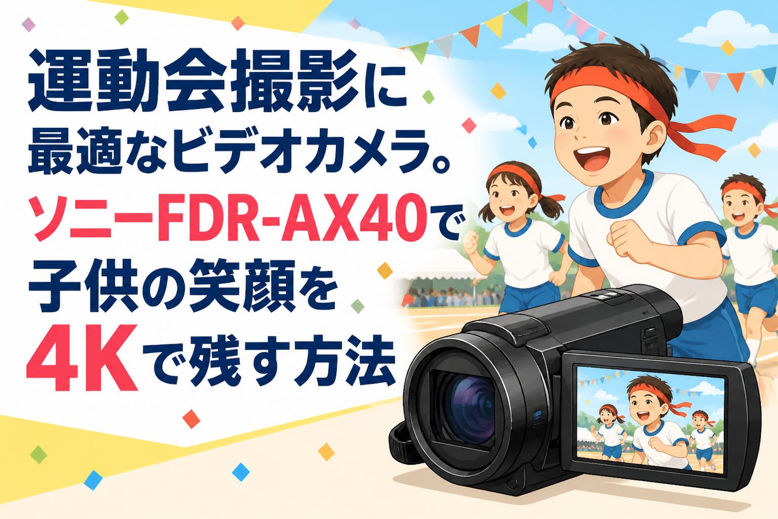 運動会撮影に最適なビデオカメラ。ソニーFDR-AX40で子供の笑顔を4Kで