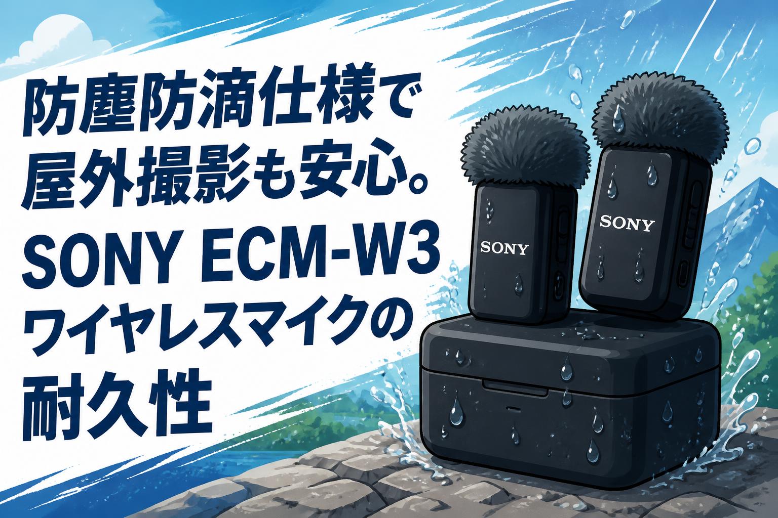 防塵防滴仕様で屋外撮影も安心。SONY ECM-W3ワイヤレスマイクの耐久性