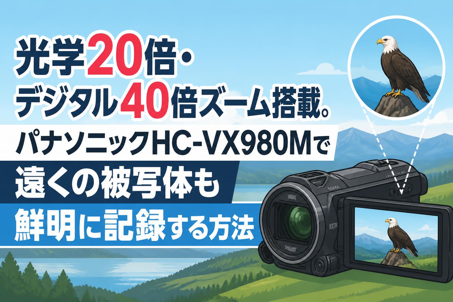 光学20倍・デジタル40倍ズーム搭載。パナソニックHC-VX980Mで遠くの