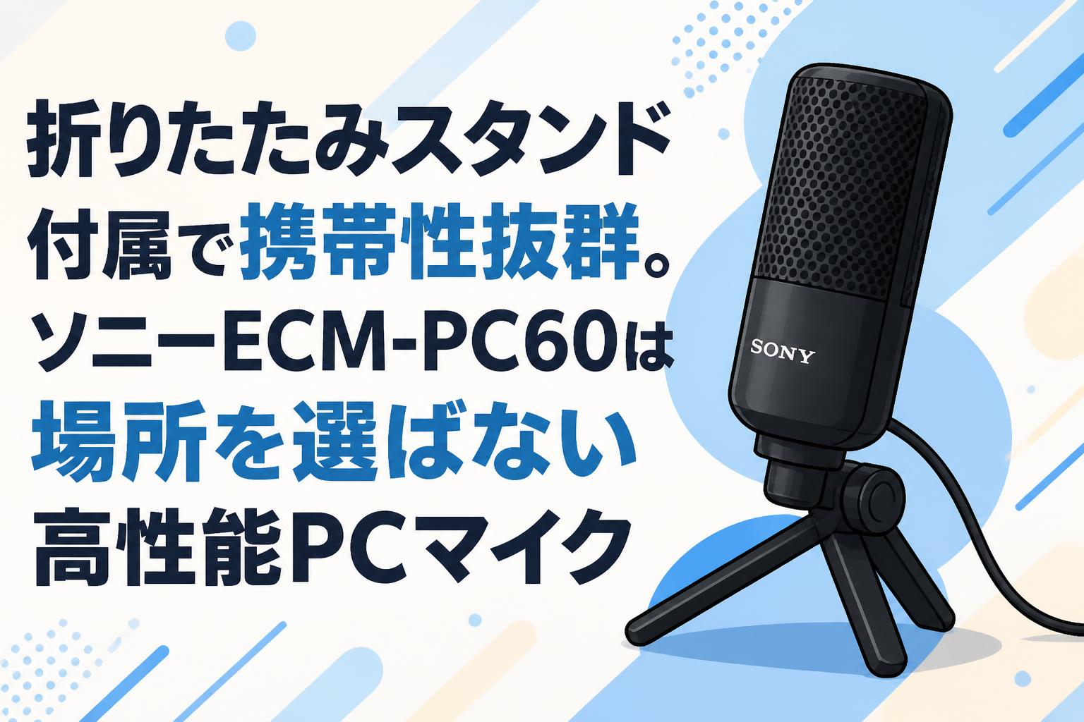 折りたたみスタンド付属で携帯性抜群。ソニーECM-PC60は場所を選ばない